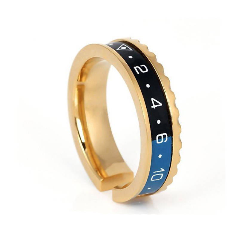 Fashion titanium steel gear ring, titanium steel jewelry water ghost speed scale couple ring women's silver black gold hit color ring