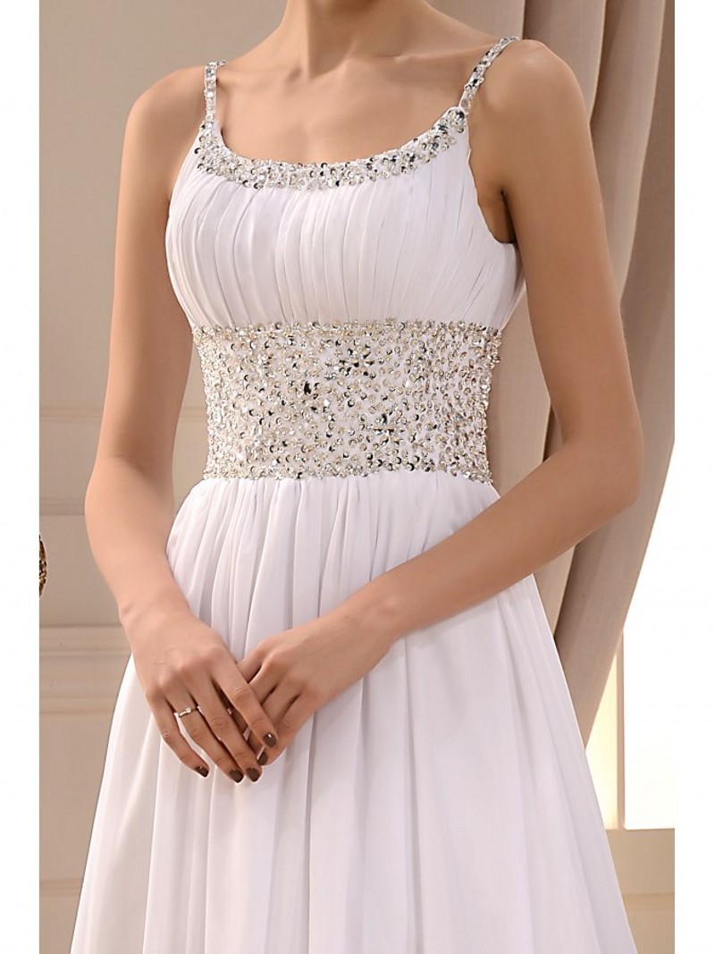 vestido de novia New Beaded Spaghetti Straps Beach Wedding Dress Boho Scoop Chiffon Bridal Wedding Gowns Robe De Mariage Custom Made