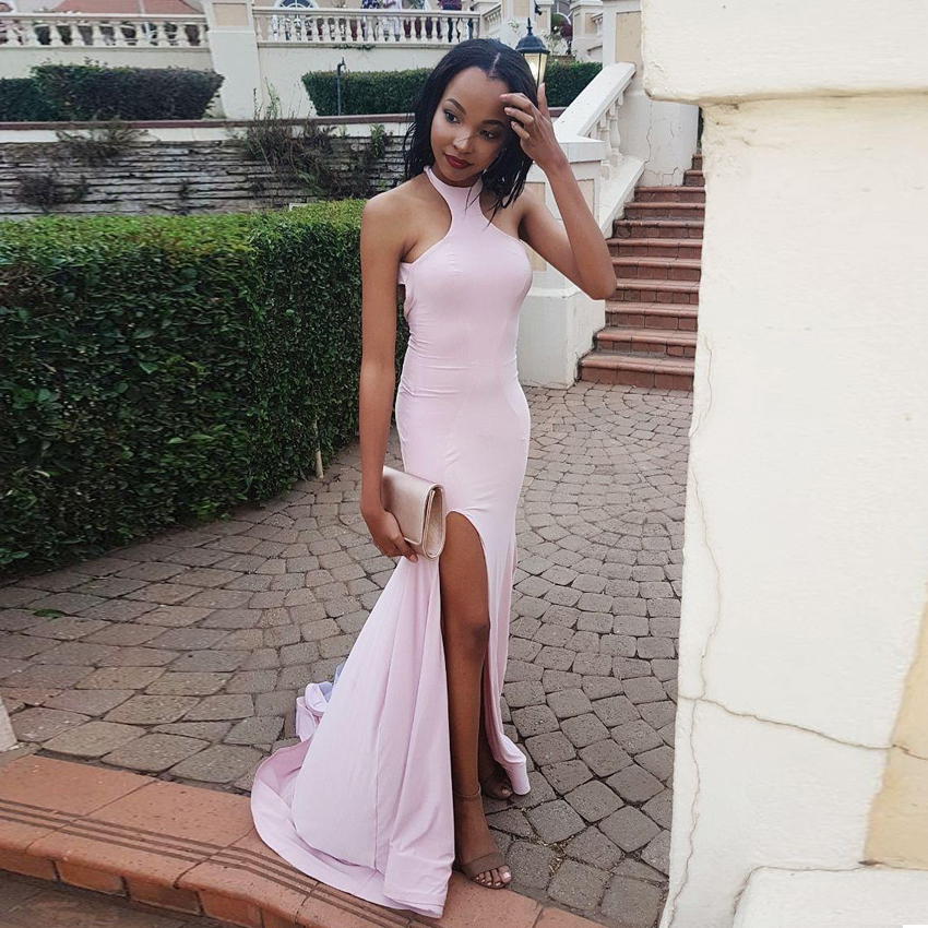 Sexy Mermaid Prom Dresses Halter Split Side Satin Pink Long Prom Dresses Backless Cheap Party Dresses Homecoming Dress, Champagne
Sexy Mermaid Prom Dresses Halter Split Side Satin Pink Long Prom Dresses Backless Cheap Party Dresses Homecoming Dress, Champagne