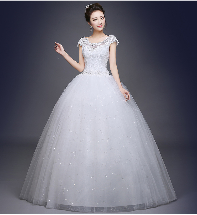 Plus Size Cheap Short Lace Sleeve With Crystal Wedding Dress 2018 Princess Style Bridal Gown Discount vestido de noiva