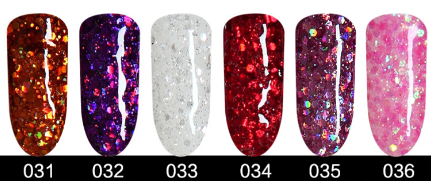 Nail Gel Manicure UV Gradual Change Color Glue Laser Sequins Polish Flicker 1-100