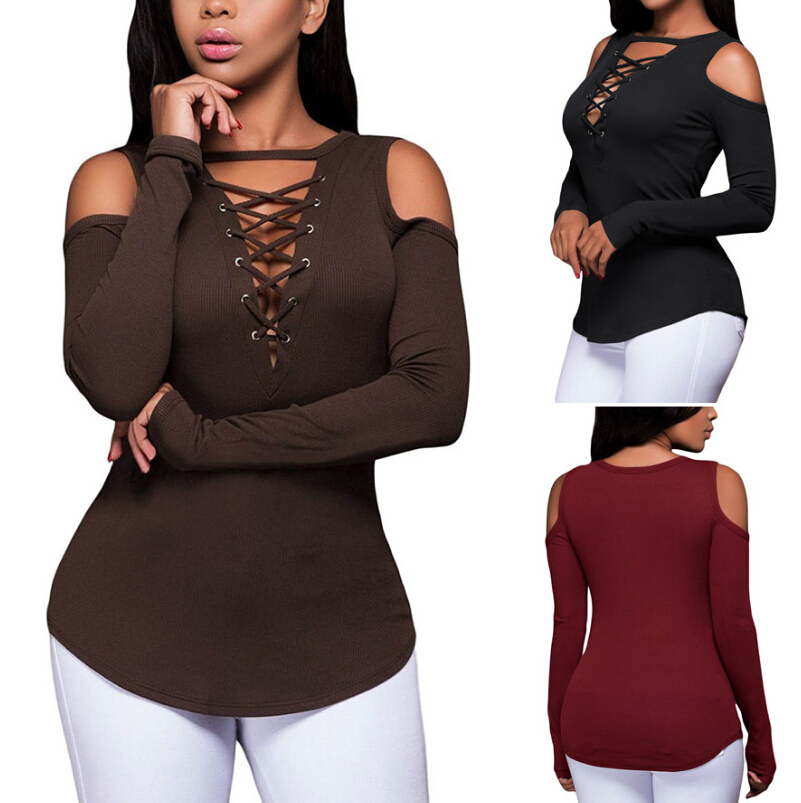 Women's T-Shirt Women Bandage Tshirts Spring Autumn Bottoming Tees Off Shoulder Long Sleeve Slim Fit Tops, Coffee
Women's T-Shirt Women Bandage Tshirts Spring Autumn Bottoming Tees Off Shoulder Long Sleeve Slim Fit Tops, Coffee