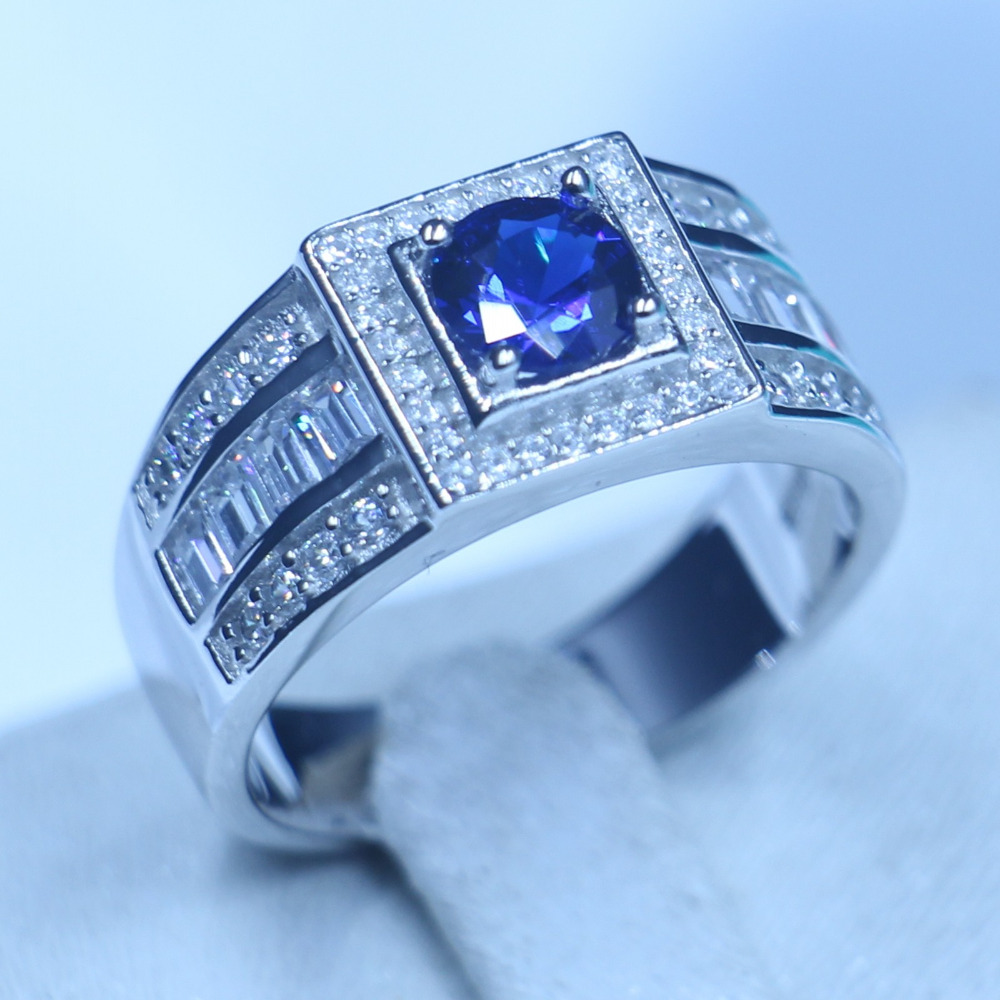 Fine Jewelry Genuine Soild 925 Sterling silver Wedding Band Rings for Men 1.5ct Blue 5A zircon cz male Party Finger Ring
Fine Jewelry Genuine Soild 925 Sterling silver Wedding Band Rings for Men 1.5ct Blue 5A zircon cz male Party Finger Ring