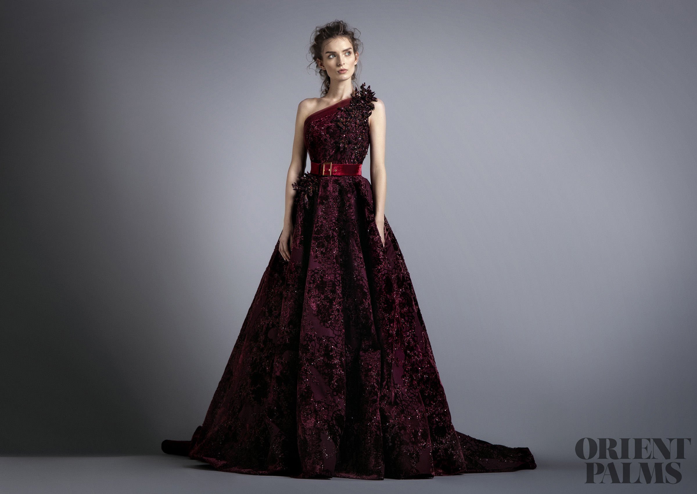 Burgundy Evening Dresses One Shoulder Velvet Lace Appliqued Beaded Sequins A Line Prom Dress Custom Made Luxury Formal Party Gowns