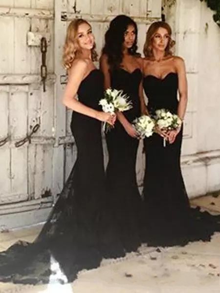Navy New Dark Mermaid Bridesmaid Dresses Sweetheart Pleats Backless Zipper Back Wedding Party Gowns Maid Of Honor Dress Custom Made