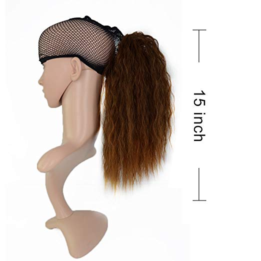 Evermagichair Claw Ponytail Clip in Hair Extensions Long Yaki Curly Hairpiece 80g with Jaw Clip 1B,2/33,4/30