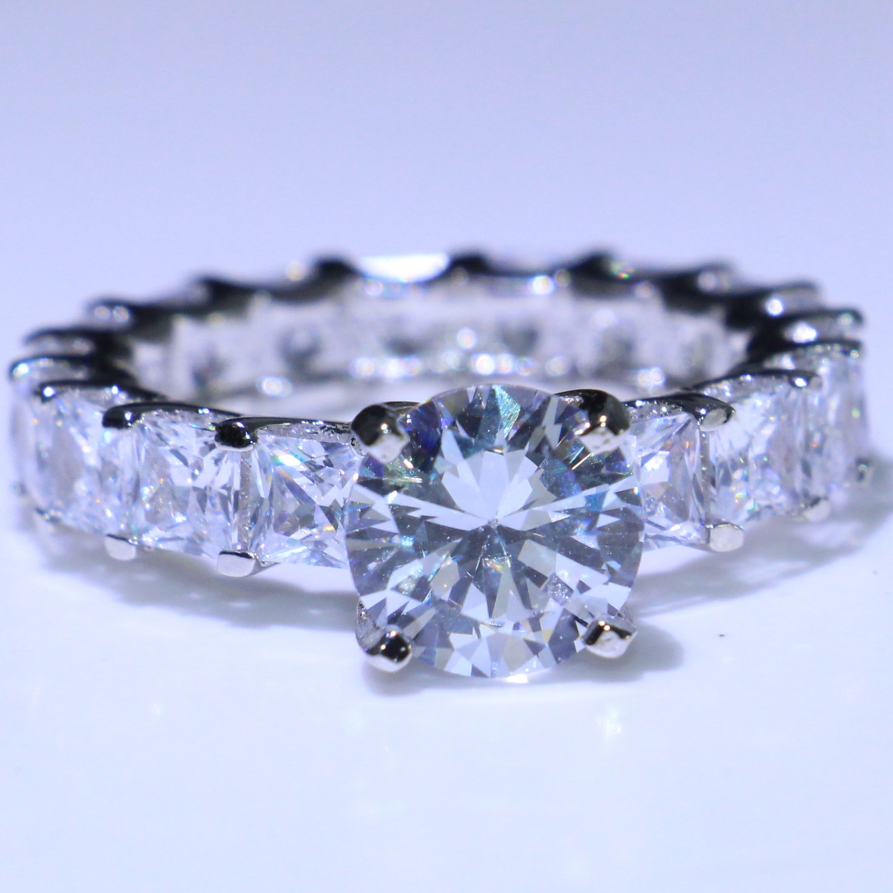 Sterg Sier Stackable Princess Cut Ring: 5A Zirconia Wedding Band