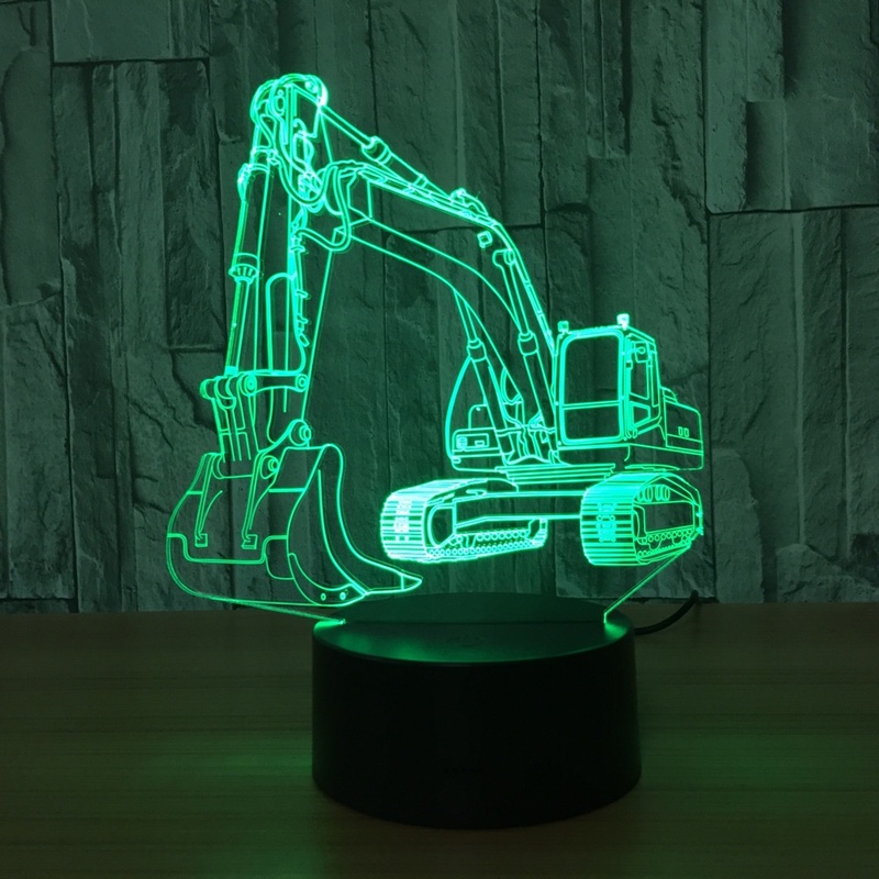 Excavator 7 Color Lamp 3d Visual Led Night Lights for Kids Touch Usb Table Lampara Lampe Baby Sleeping Nightlight Motion Light