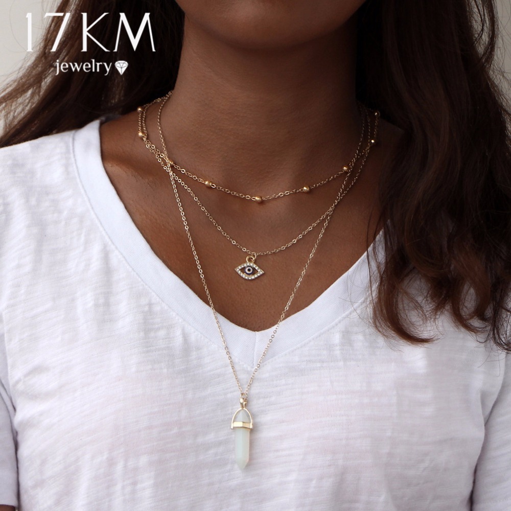 17KM Vintage Opal Stone Chokers Necklaces Fashion Multi Layer Crystal Eye Pendant Necklace Statement Bohemian Jewelry for Women
17KM Vintage Opal Stone Chokers Necklaces Fashion Multi Layer Crystal Eye Pendant Necklace Statement Bohemian Jewelry for Women