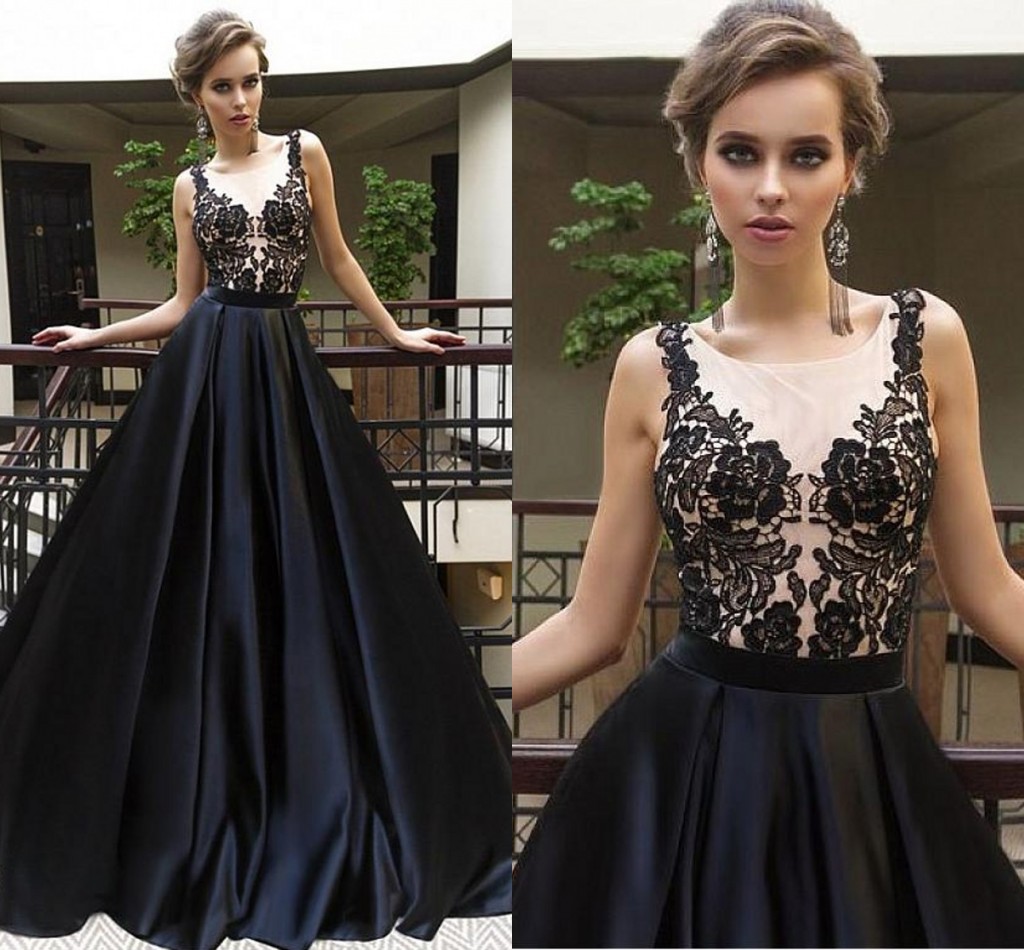 2018 Elegant Satin Lace Evening Dresses Sheer Neck Sleeveless Ribbon Sash Floor Length Black Prom Dresses Formal Gowns, Dark green
2018 Elegant Satin Lace Evening Dresses Sheer Neck Sleeveless Ribbon Sash Floor Length Black Prom Dresses Formal Gowns, Dark green