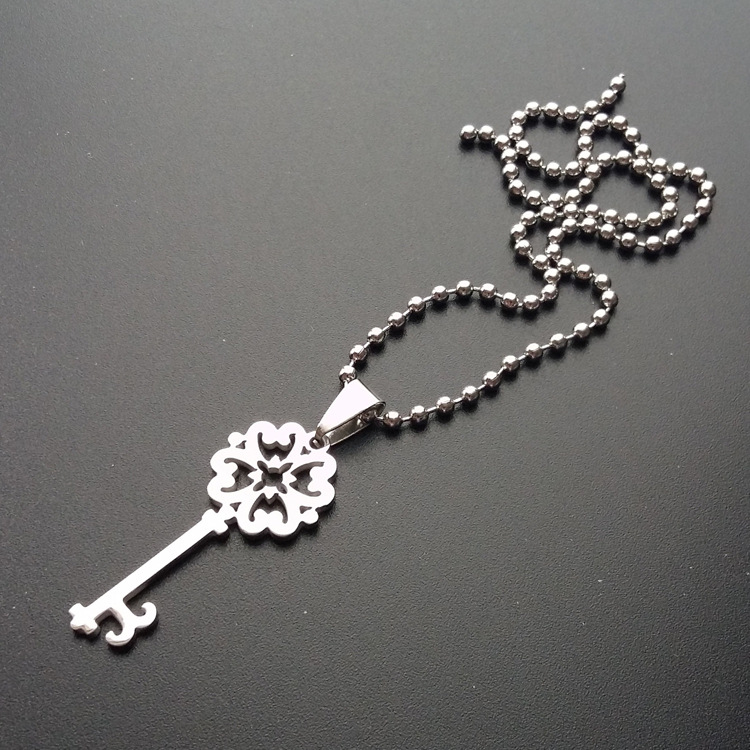 1pcs stainless steel retro flower key necklace love heart lock unique symbol key necklace snowflake unlocking tool hollow key love necklace