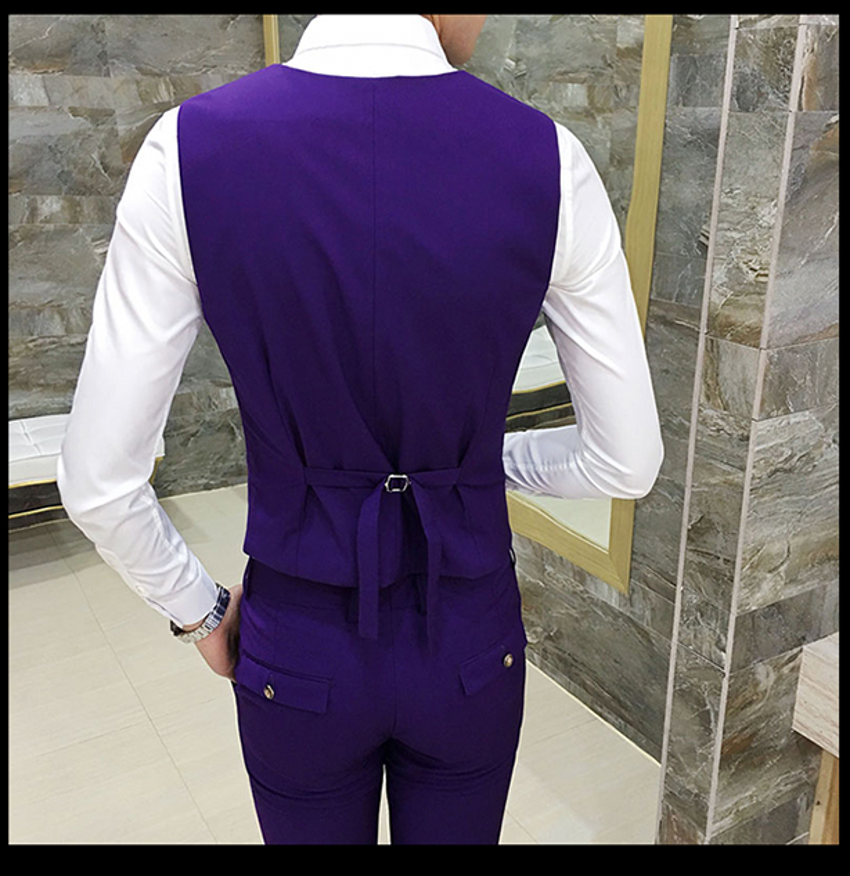 Purple Men Wedding Tuxedos Notch Lapel Center Vent Groom Tuxedos Excellent Men Dinner Prom Blazer 3 Piece Suit(Jacket+Pants+Tie+Vest) 779