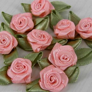 300pcs/lot Small Satin Ribbon Roses Buds Embellishments Wedding Party Decorative Flowers 27 colors to choose Colour & Packet Size