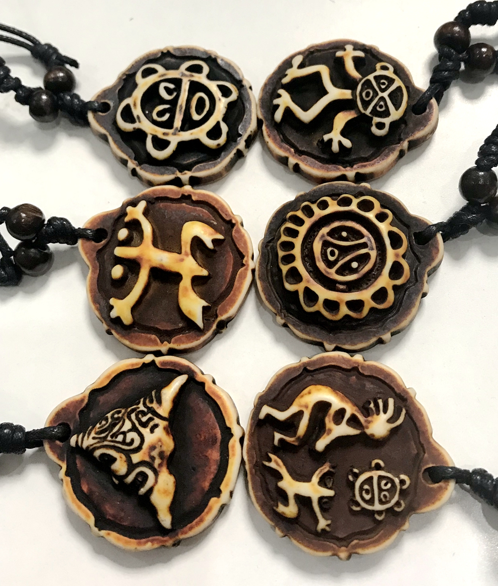 yqtdmy 12 pcs Taino Coqui Frog Cemi Sun Turtles Kokopelli Imitate Yak Bone Necklace All 6 styles choose