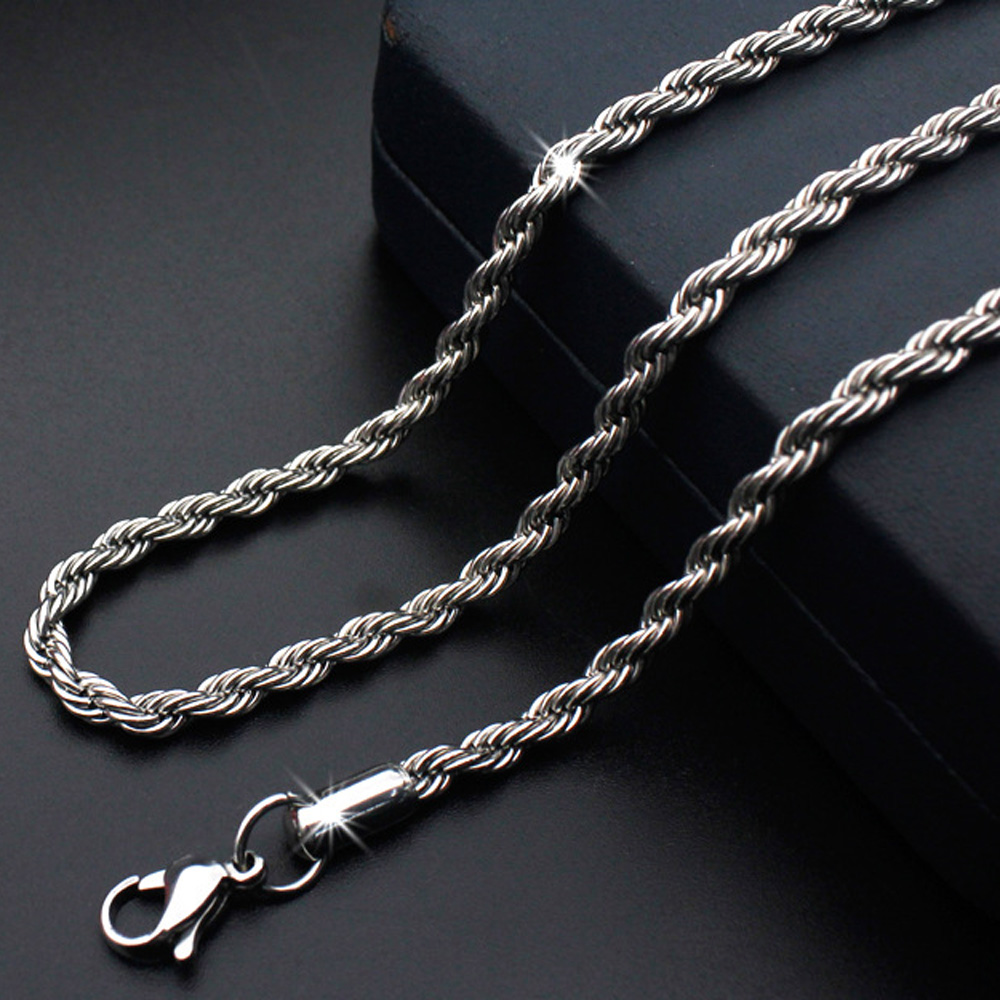 Titanium Steel Rope Twisted Chains Necklace Stainless Steel Jewelry Accessories for Men Women