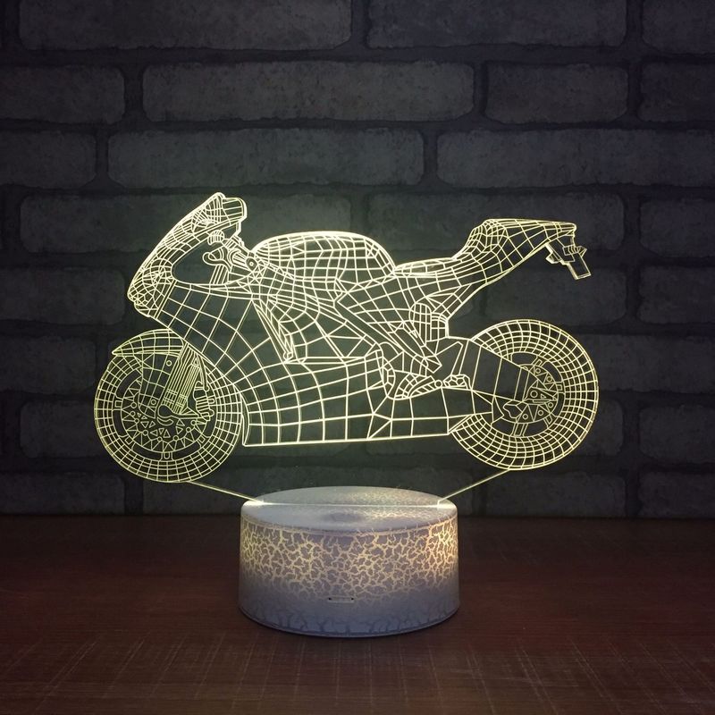 3D Acrylic LED Night Light Motorcycle Shape Touch 7 Color Changing Desk Table Lamp Party Decorative Light Christmas Gift