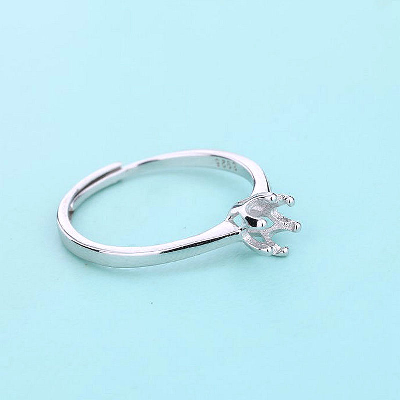 925 Sterling Silver Women Engagement Wedding Ring 4-5MM Round Bead or Pearl Semi Mount Ring Wholesale