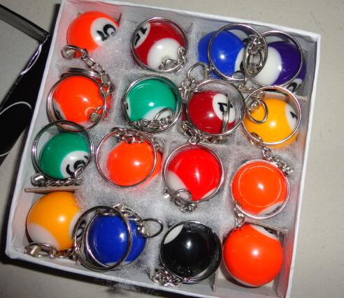 Fashion Snooker Table Ball Keychain Keyring Key Chain For Birthday Lucky Gift Mixed Colors