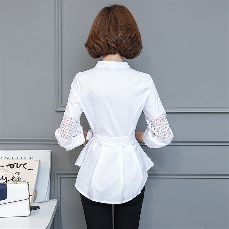White Shirt Female 2018 Striped Blouses Elegant Tunique Ladies Office Shirts Kimono Blouse Women Tops Bow Slim Blusa Mujer C3160