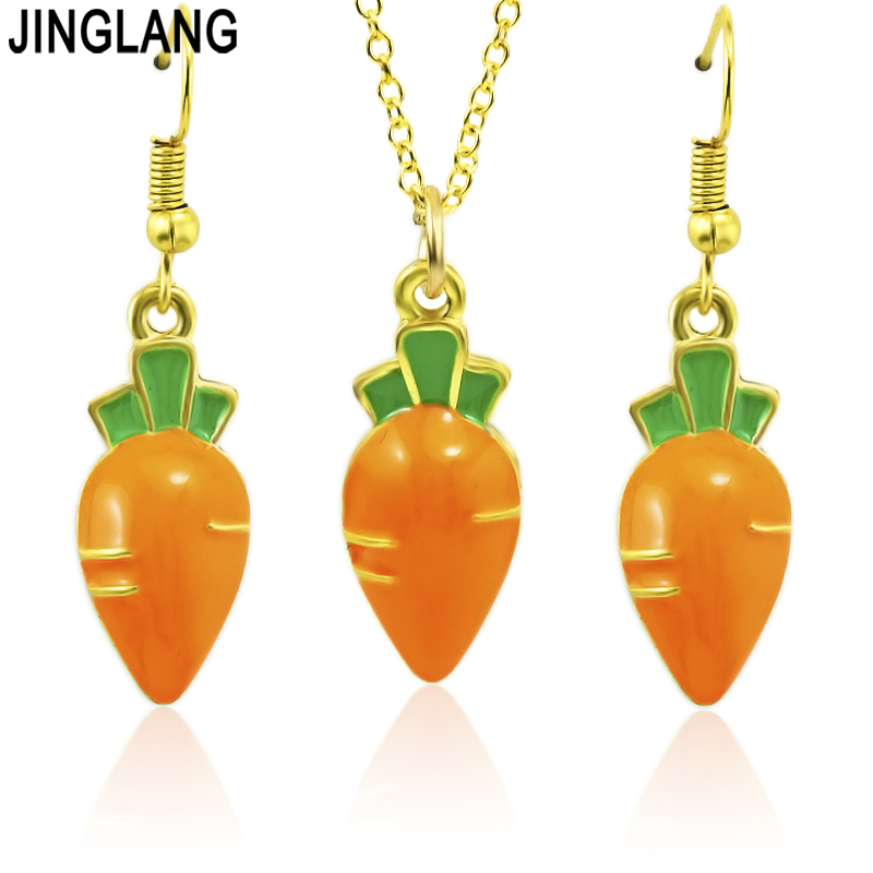 JINGLANG Enamel Vegetables Jewelry Sets Women African Costume Jewelry carrots Necklace Earring Set
JINGLANG Enamel Vegetables Jewelry Sets Women African Costume Jewelry carrots Necklace Earring Set