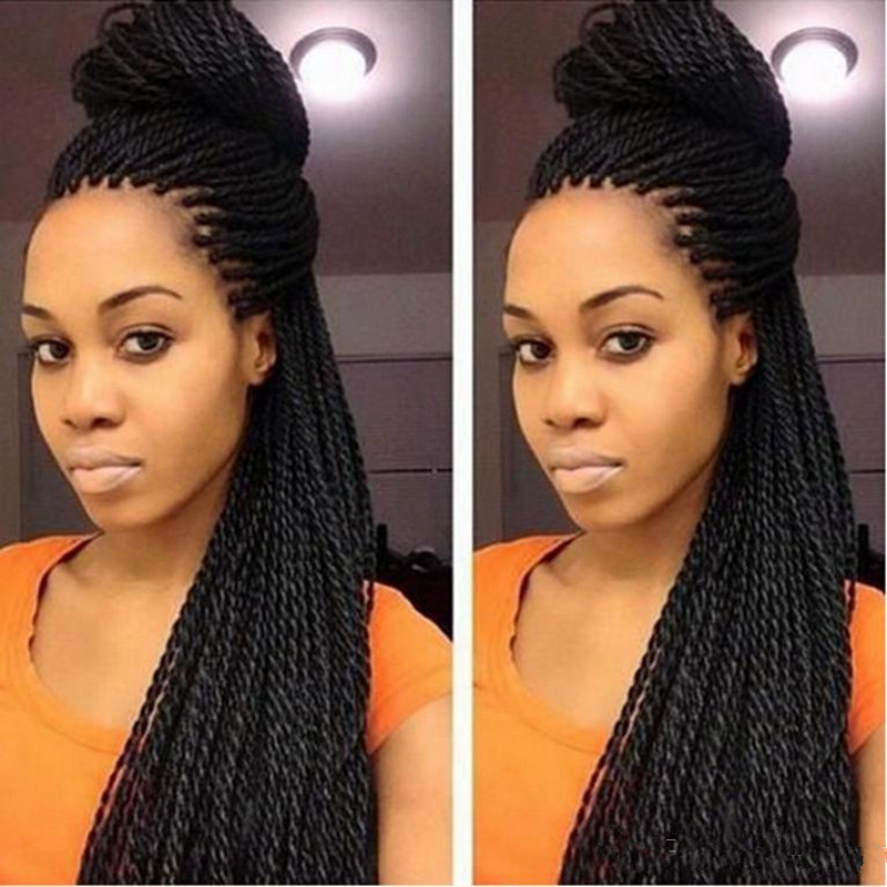 Full Density Braided Lace Front Wigs Box Synthetic Fiber Wigs Thick Full Hand Twist Synthetic Hair Micro Havana Twist Wigs