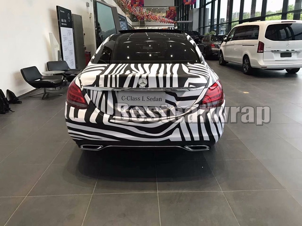 zebra Camouflage Vinyl wrap for car wrap covering with air bubble free self adheisve For boat wall car decoration available 1.52x30m 5x98ft