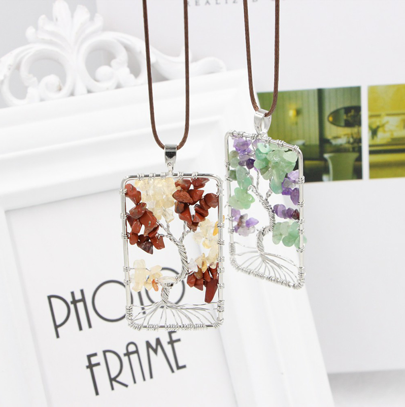 7 Chakra Tree Of Life Quartz Necklace Multicolor Women Rainbow Natural Stone Pendant Leather rope chain For Ladies Fashion Jewelry
7 Chakra Tree Of Life Quartz Necklace Multicolor Women Rainbow Natural Stone Pendant Leather rope chain For Ladies Fashion Jewelry