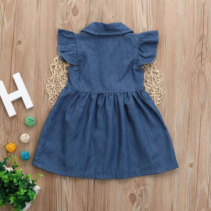 Denim dresses for Baby Girls Dress Sleeveless summer Solid fashion Princess dress toddler kids Outfits Clothes European Style