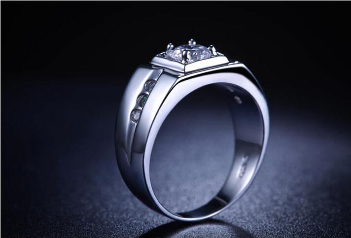 New Arrival Sparkling Fashion Jewelry 925 Sterling Silver Solitaire White Topaz CZ Diamond Women Men Wedding Band Ring Gift