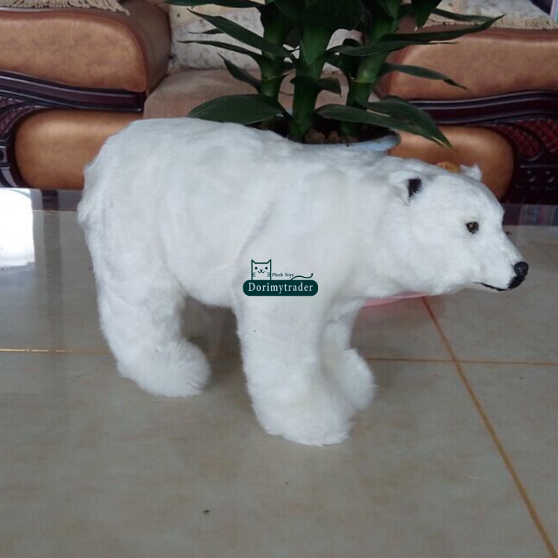 Dorimytrader mini cute simulation polar bear toy handicraft lovely Realistic white polar bear doll gift decoration 31x18cm