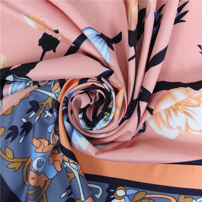 Silk Square Women Floral Print Scarf Foulard Femme Hijabs Vintage Flower Twill Scarves Wholesale 130cm*130cm