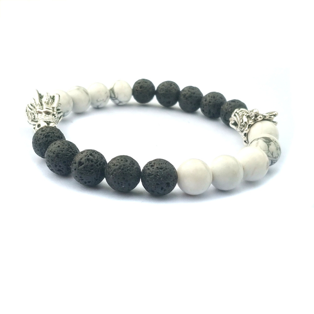 10pc/set 8MM howlite Beads Antique Beads Energy Yoga Bead Hand Weaving Dragon Bracelet for gift women custom jewelry