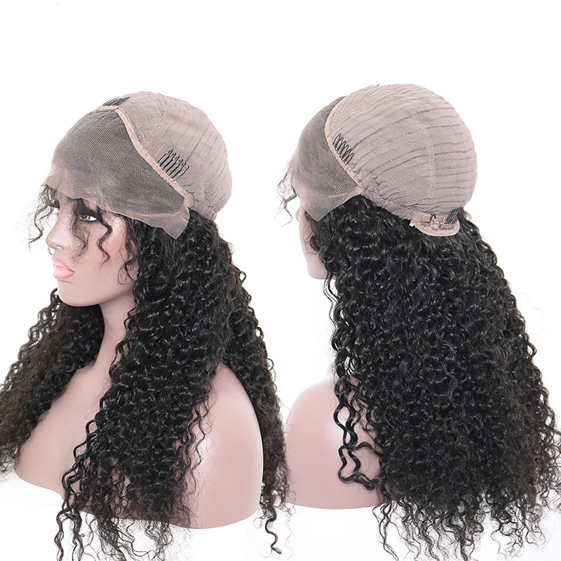 High Quality Free Shipping Natural Color Deep Curly Pre Plucked With Baby Hair Brazilian Lace Front Human Wig For Women