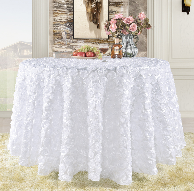 Great Gatsby 3D Rose Flowers wedding table cloth round and wedding cake table idea Masquerade Birthday Party White Burgundy Yellow