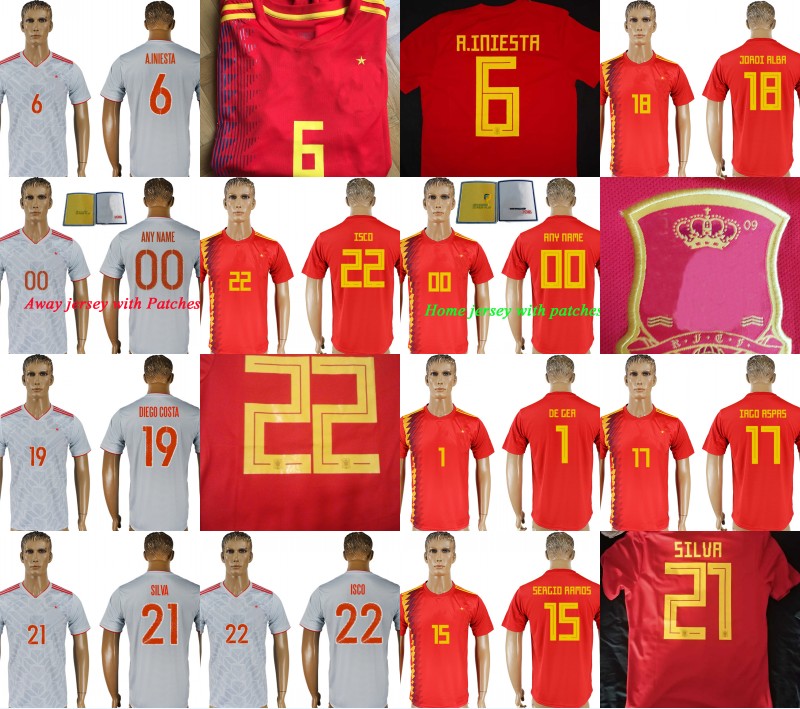 Spain Andres Iniesta ISCO World Cup Soccer Jersey Davidde Gea SILVA KOKE Saul Niguez IAGO ASPAS Sergio Ramos Jordi ALBA DIEGO COSTA, Home jersey no patches
Spain Andres Iniesta ISCO World Cup Soccer Jersey Davidde Gea SILVA KOKE Saul Niguez IAGO ASPAS Sergio Ramos Jordi ALBA DIEGO COSTA, Home jersey no patches
