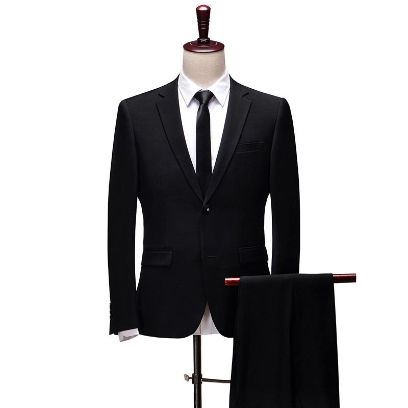 Handsome Men Wedding Suits 2018 Black Slim Fit Bridegroom Formal Wear Best Mens Groom Tuxedos Business Men suits (Jacket+Pant)