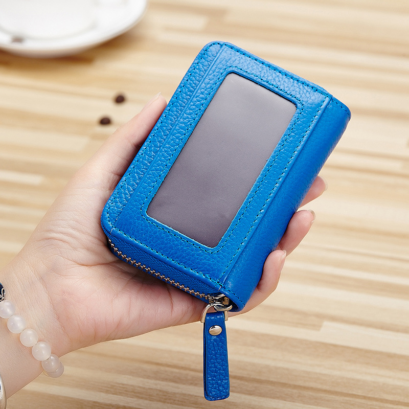 Selling high quality leather women's purse zipper pocket purse, Blue