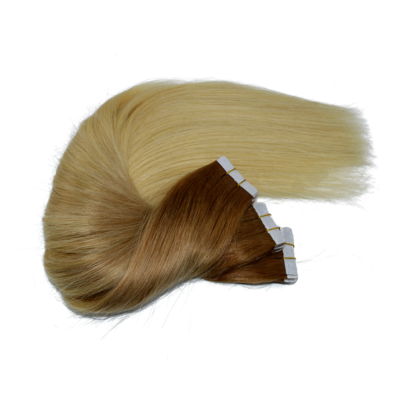 Balayage Color #8#24 Top Grade High Quality Virgin Remy Hair Straight Seamless Human Hair Tape in Human Hair Extension 100g 40 pcs