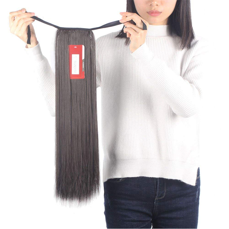 Evermagic hair 70-120g one piece tie up ponytail clip in hair extensions hairpiece binding pony tail extension for girl straight