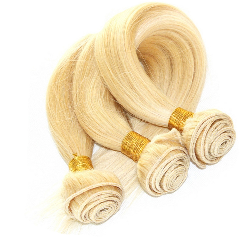 Malaysian Human Extensions 4 Pieces/Lot Silky Virgin Extensions 613# Color Bundles Blonde Straight Hair Wefts