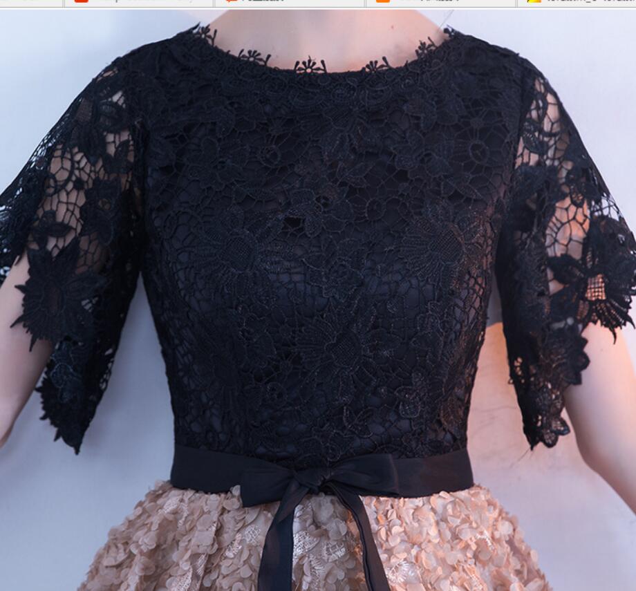 Women Elegant Lace Evening Dress 2018 A-Line Short Sleeve Evening Gowns Party Formal Dresses Haute Couture robe de soiree