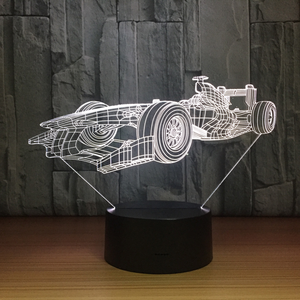 New 3d Lights F1 Racing Colorful Touch Lamp Acrylic Led Touch Led Usb Luminaria Led Night Light Room Lamp