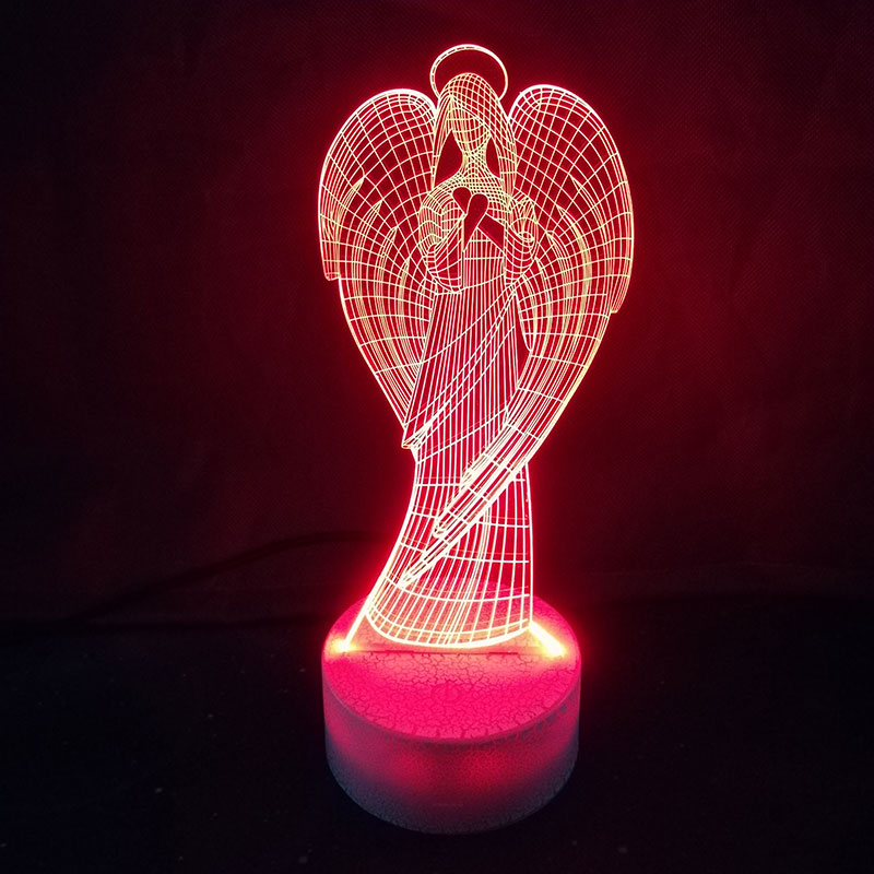 Creative 3D Table Lamp Colorful Wings Girl Shape NightLight Led Angel Home Decor Atmosphere Decor Virgin Mary Usb Light Fixture