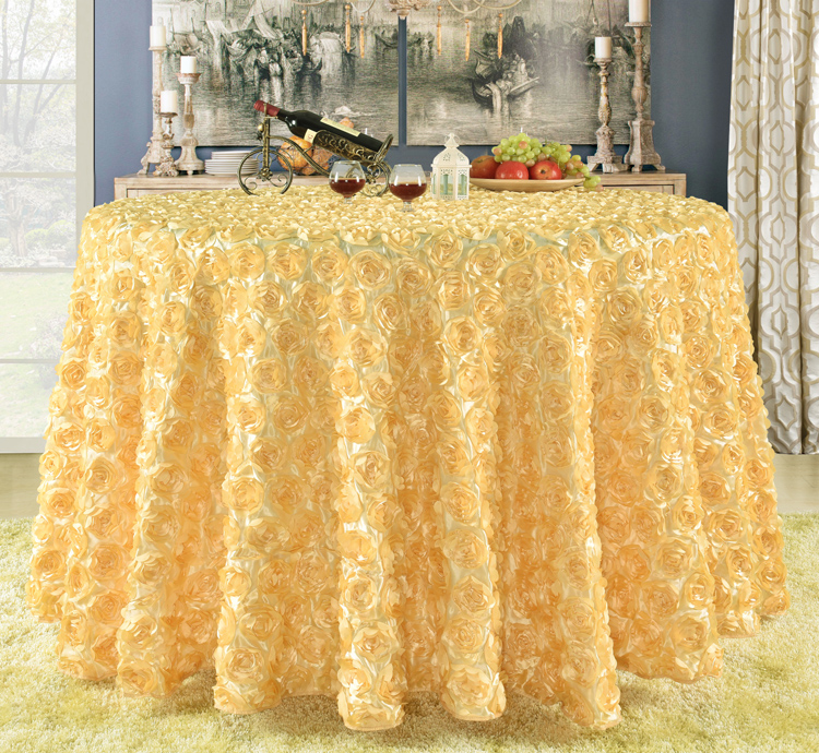 Great Gatsby 3D Rose Flowers wedding table cloth round and wedding cake table idea Masquerade Birthday Party White Burgundy Yellow