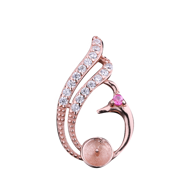 925 Sterling Silver Semi Mount Pendant for Women Crystal 6-10mm Pearl or Round Bead Setting Silver Pendant Fine Jewelry Setting