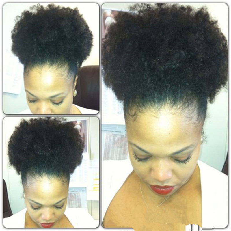 DIVA 100% Human hair ponytail extension jet puff afro bun big puff short high afro kinky curly hair extension 140g
