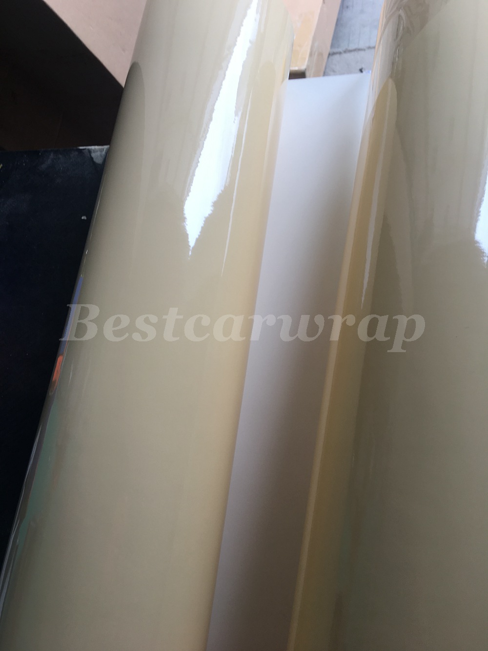 Premium khaki Milan Cream Gloss Vinyl Wrap For Whole Car Wrap Covering With Air bubble Free Lke 3M quality Low tack glue Size:1.52*20m( 5x67ft