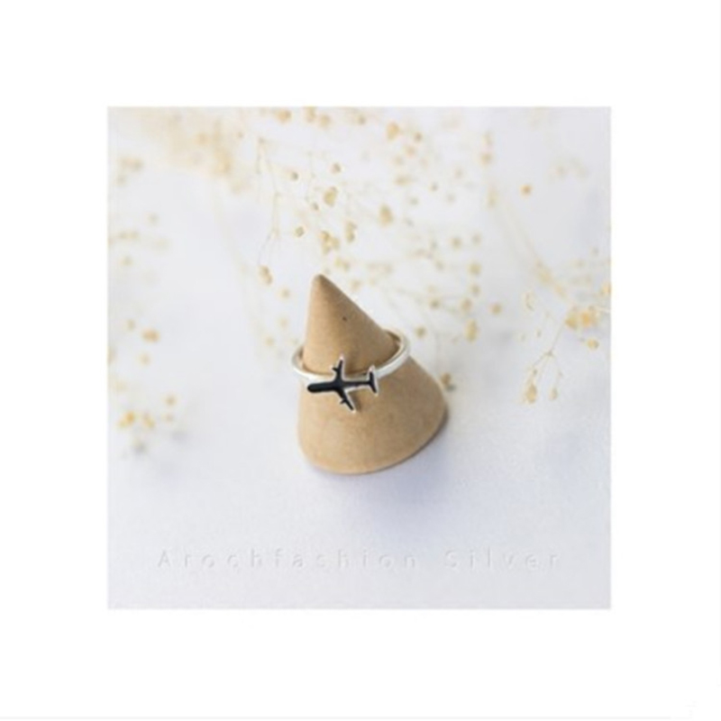 925 sterling silver mini airplain adjustable ring for women kids jewelry tiny plane air plain sculpture ring VRS2304
