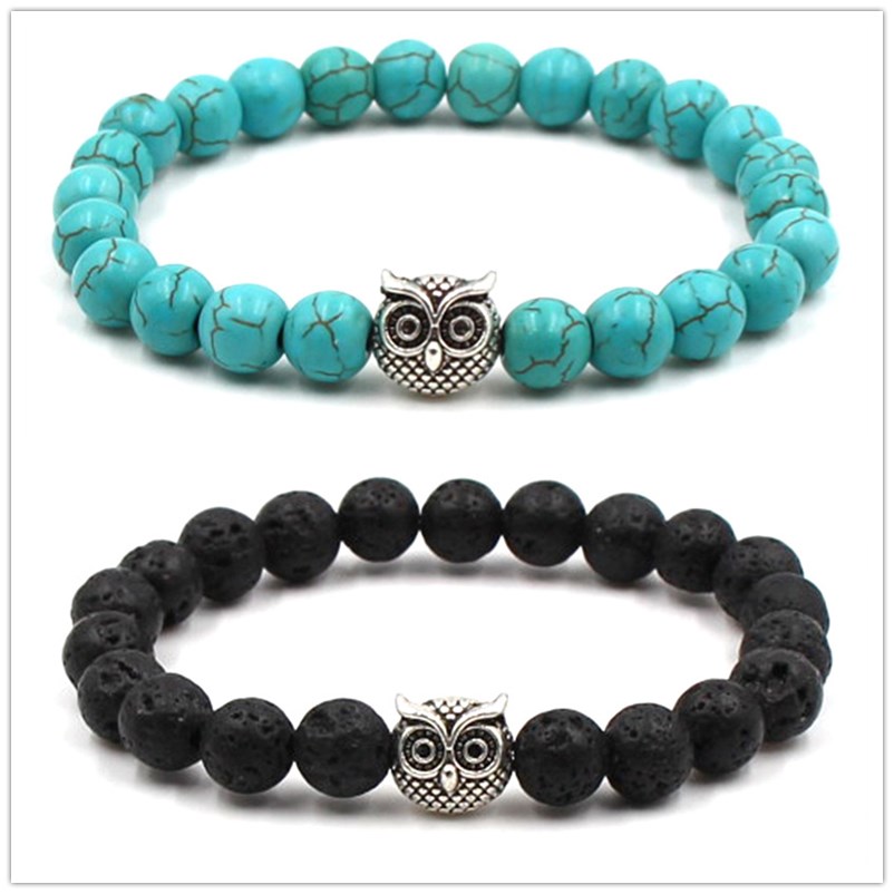 Natural Black Lava Stone Turquoise Owl Charm Bracelet Vaolcano Stone Aromatherapy Essential Oil Diffuser Bracelet For Women Yoga jewelry, Golden;silver
Natural Black Lava Stone Turquoise Owl Charm Bracelet Vaolcano Stone Aromatherapy Essential Oil Diffuser Bracelet For Women Yoga jewelry, Golden;silver