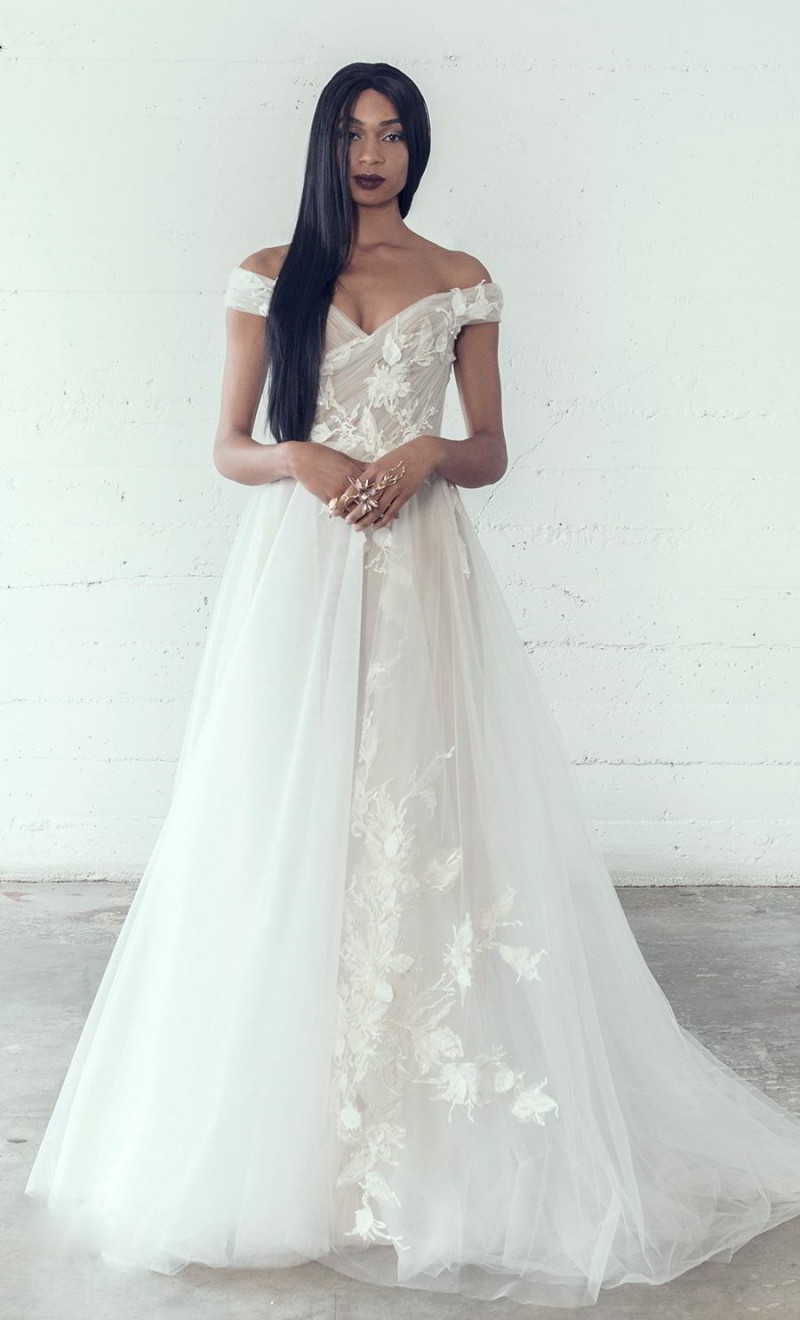 adam zohar beach wedding dresses off the shoulder long lace appliqued bridal gowns sweep train wedding dress